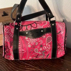 Isaac Mizrahi Bag Pink /Black Satchel/Top Handle /Barrel Bag